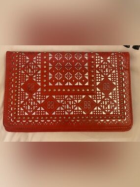 MMS Design Studio Orange Logo Accent Wristlet
